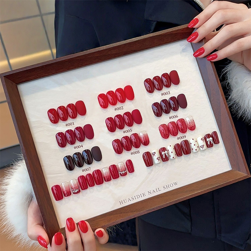 9-Color Wine Red Sticky Solid  - مراجعة Nail Art Red Wine وسعره